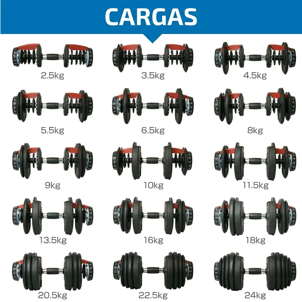 MANCUERNA AJUSTABLE DE 2,5KG-24KG