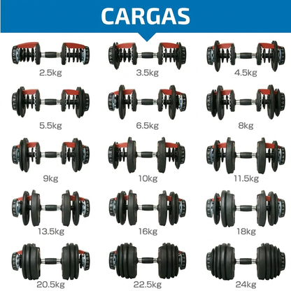 MANCUERNA AJUSTABLE DE 2,5KG-24KG