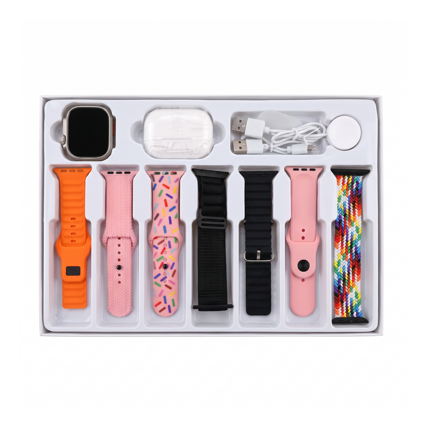 COMBO RELOJ + 7 PULSOS + AIRPODS JL-19 ULTRA 2