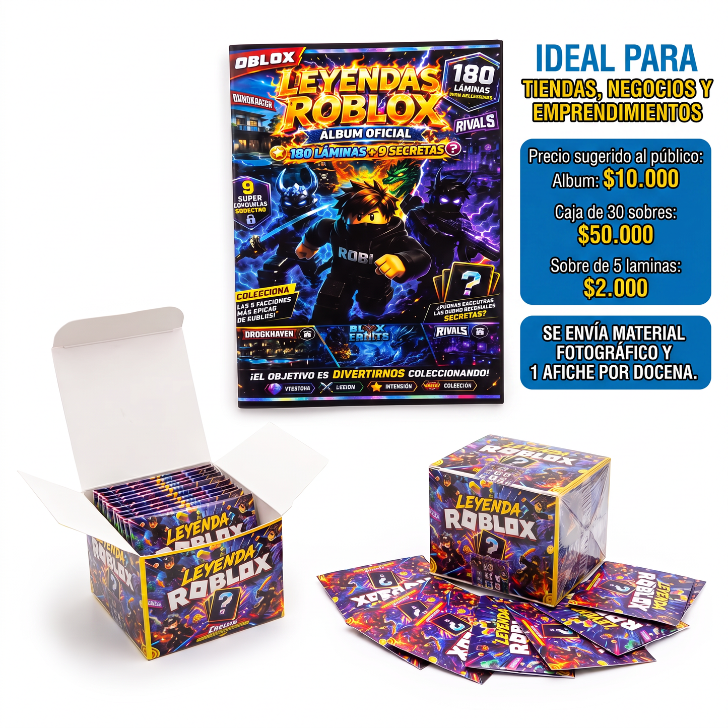 KIT 1 ALBUM ROBLOX + 1 CAJA DE 30 SOBRES
