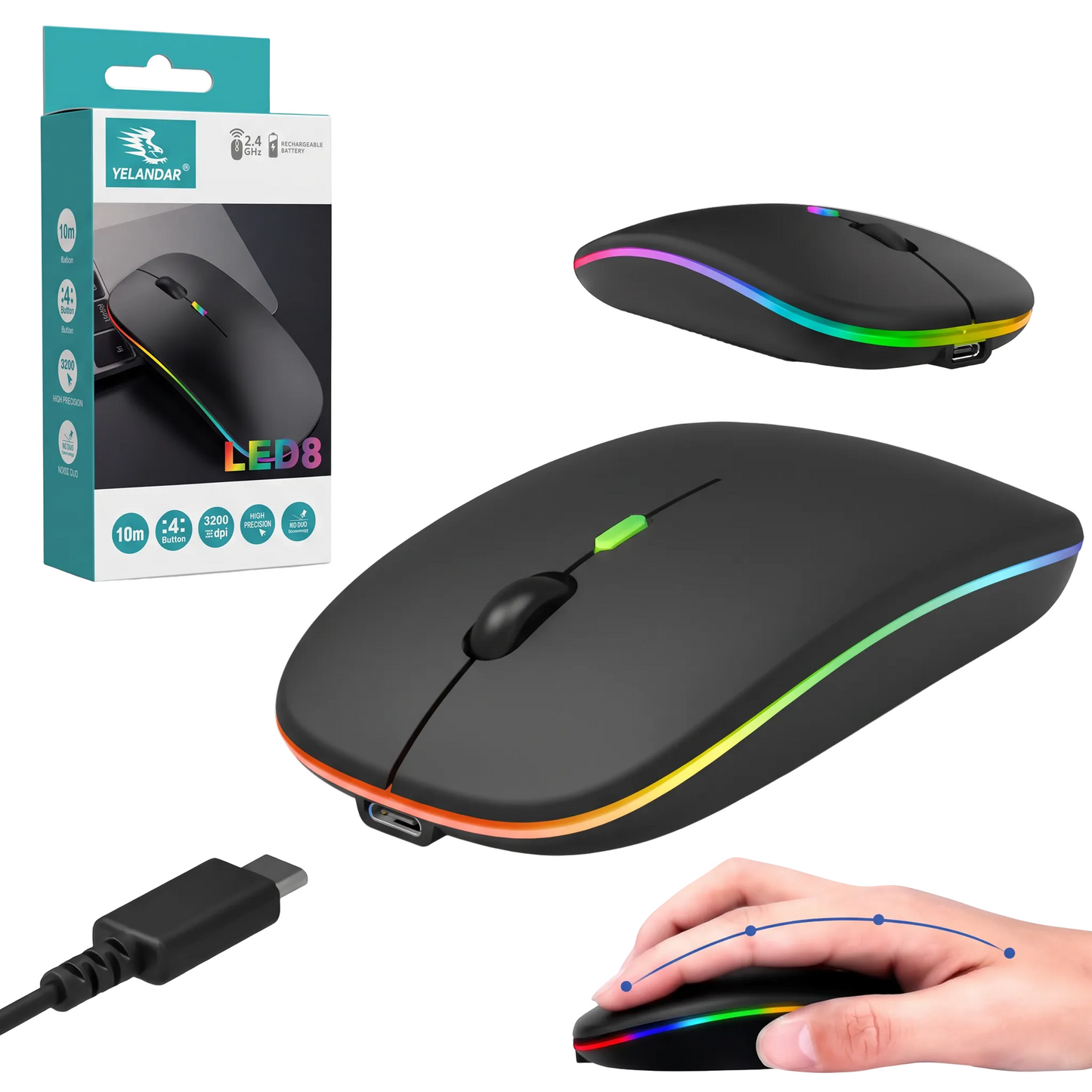 MOUSE INALAMBRICO LED 8