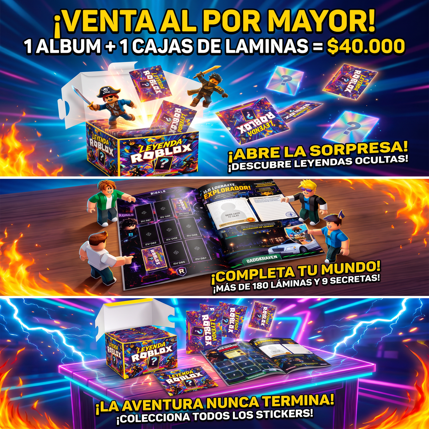 KIT 1 ALBUM ROBLOX + 1 CAJA DE 30 SOBRES