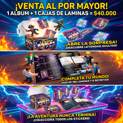 KIT 1 ALBUM ROBLOX + 1 CAJA DE 30 SOBRES