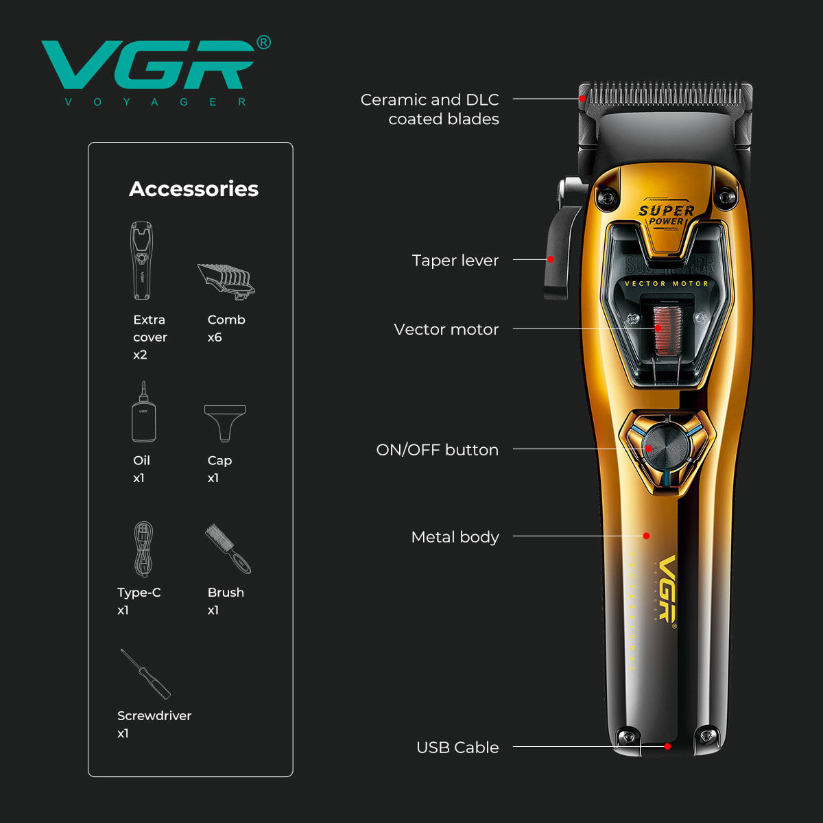 PELUQUERA VGR V-668 CON MALETIN