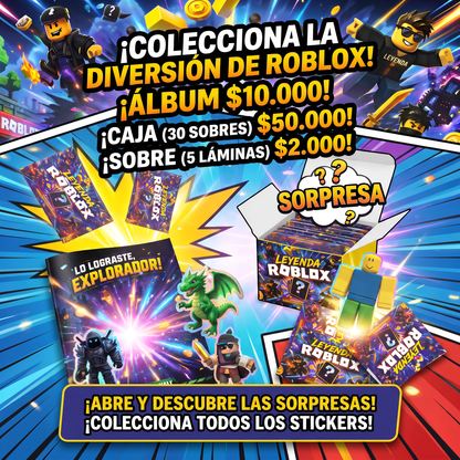 KIT 1 ALBUM ROBLOX + 1 CAJA DE 30 SOBRES